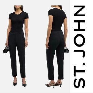 St. John Emma Cropped Trouser Pant in Caviar Black Size12